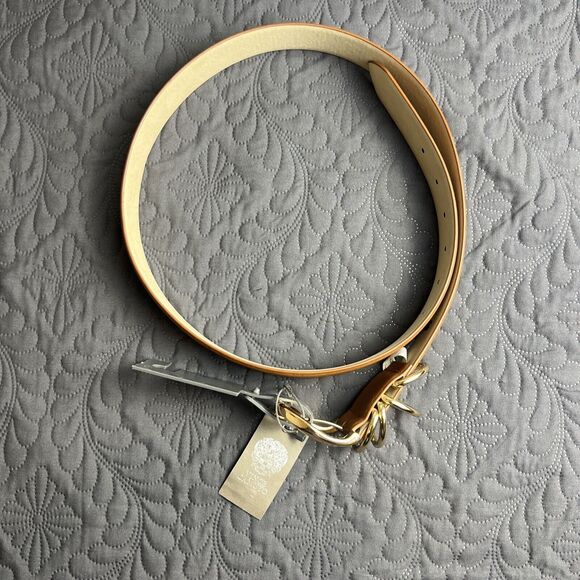 Vince Camuto Cognac Belt w/Gold Buckle, Ring loops & Medallion SZ L: NWT Beige - Picture 3 of 10